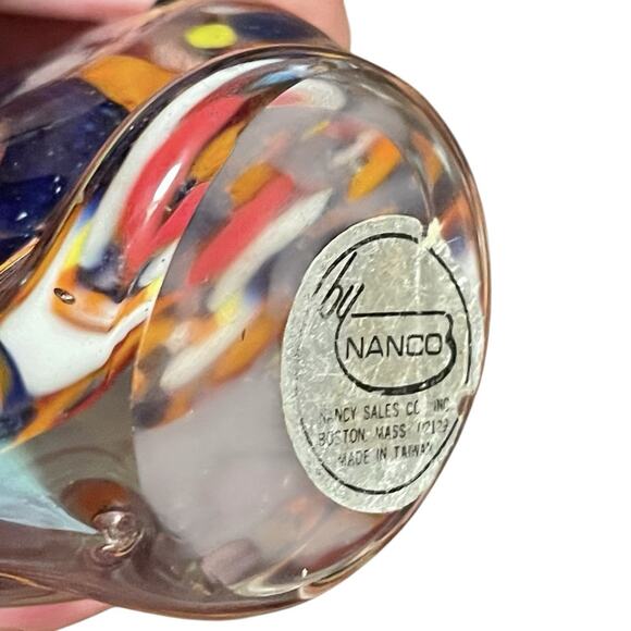 Vtg Art Glass Fish Paperweight Figurine Spotted Multi Color NANCO - 5”t 5.5”w - Picture 3 of 13